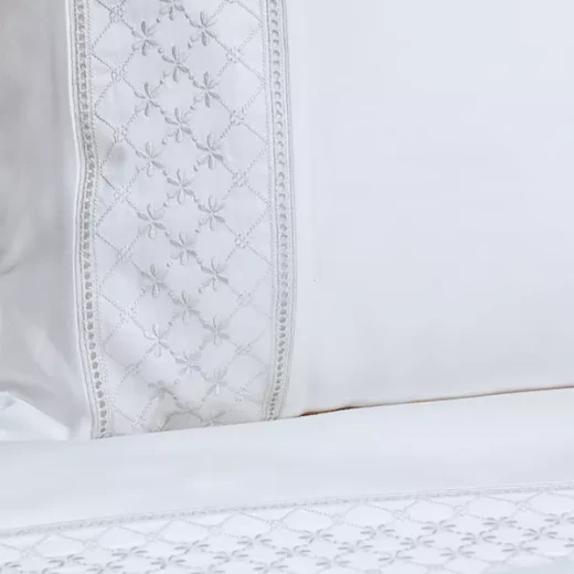 نوفا هوم Cotton Prime طقم وجه لحاف - قطن 100% ، 400 خيط لكل انش مربع - مجوز & مجوز كبير - 7 قطع - أبيض - نوفا هوم - Image 8