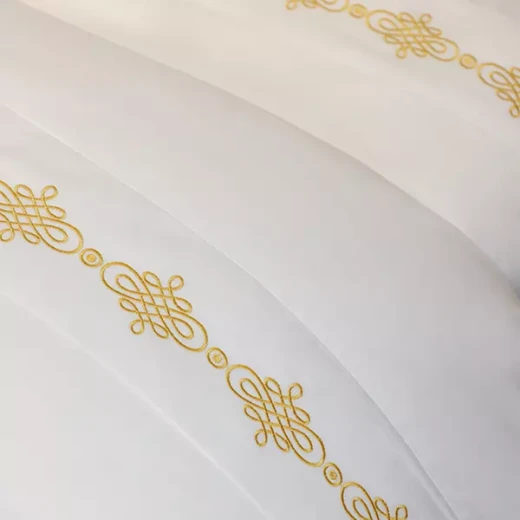 Nova Home RUBY Embroidery Duvet Cover Set - 100% Cotton, 400 Thread - King & Super King - 7 Pcs - White & Gold - Nova Home - Image 2