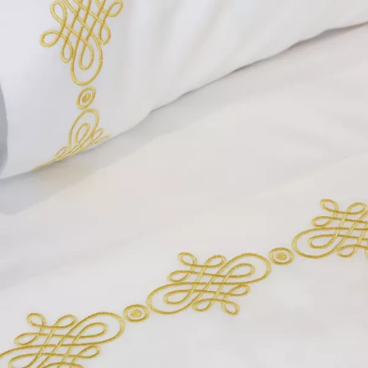 Nova Home RUBY Embroidery Duvet Cover Set - 100% Cotton, 400 Thread - King & Super King - 7 Pcs - White & Gold - Nova Home - Image 11