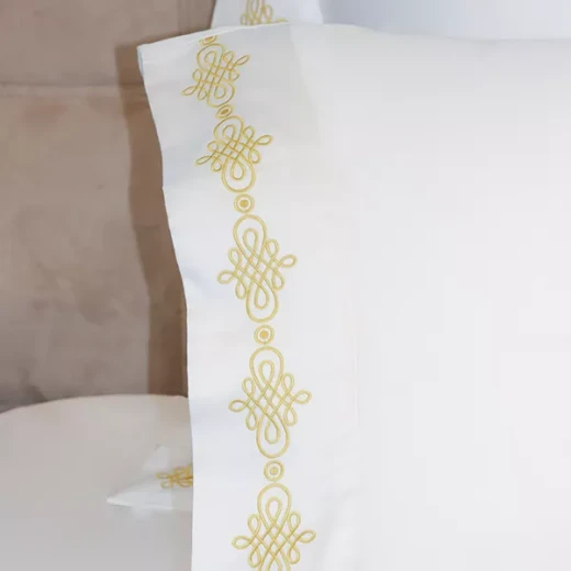 Nova Home RUBY Embroidery Duvet Cover Set - 100% Cotton, 400 Thread - King & Super King - 7 Pcs - White & Gold - Nova Home - Image 12