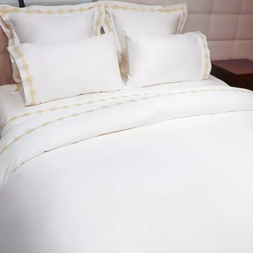 Nova Home RUBY Embroidery Duvet Cover Set - 100% Cotton, 400 Thread - King & Super King - 7 Pcs - White & Gold - Nova Home - Image 4