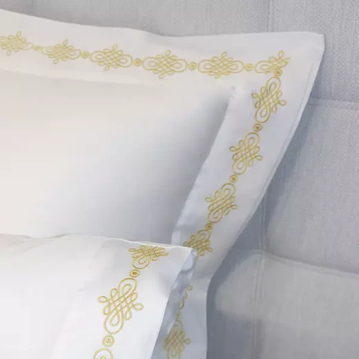 Nova Home RUBY Embroidery Duvet Cover Set - 100% Cotton, 400 Thread - King & Super King - 7 Pcs - White & Gold - Nova Home - Image 8