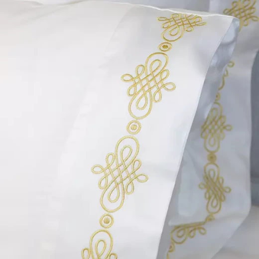 Nova Home RUBY Embroidery Duvet Cover Set - 100% Cotton, 400 Thread - King & Super King - 7 Pcs - White & Gold - Nova Home - Image 9