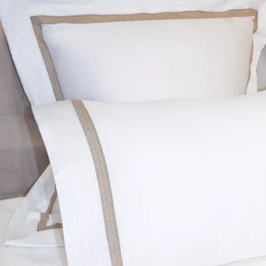 Nova Home Moons Embroidery Duvet Cover Set - 100% Cotton, 400 Thread - King & Super King - 7 Pcs - White & Taupe - Nova Home - Image 10