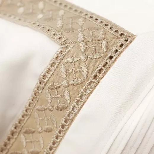 Nova Home Moons Embroidery Duvet Cover Set - 100% Cotton, 400 Thread - King & Super King - 7 Pcs - White & Taupe - Nova Home - Image 7