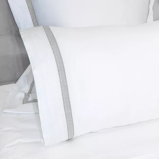 Nova Home Moons Embroidery Duvet Cover Set - 100% Cotton, 400 Thread - King & Super King - 7 Pcs - White & Grey - Nova Home - Image 2