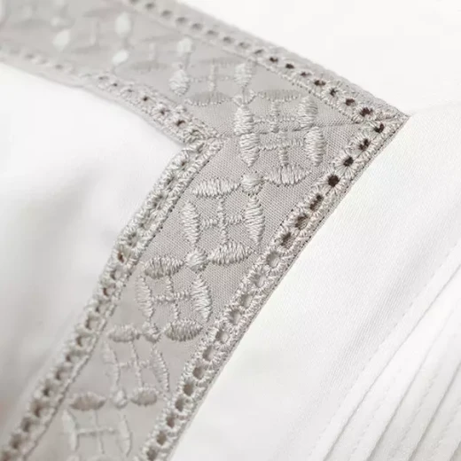Nova Home Moons Embroidery Duvet Cover Set - 100% Cotton, 400 Thread - King & Super King - 7 Pcs - White & Grey - Nova Home - Image 5