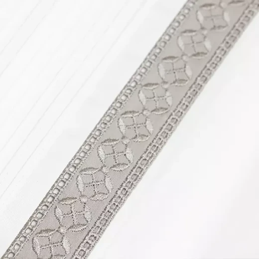 Nova Home Moons Embroidery Duvet Cover Set - 100% Cotton, 400 Thread - King & Super King - 7 Pcs - White & Grey - Nova Home - Image 9