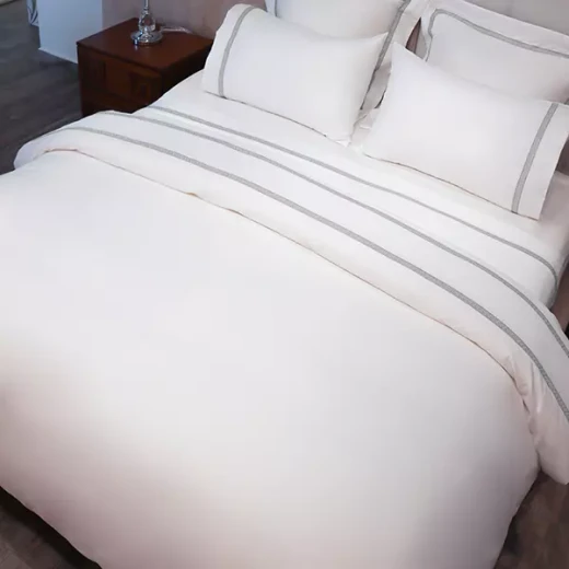 Nova Home Moons Embroidery Duvet Cover Set - 100% Cotton, 400 Thread - King & Super King - 7 Pcs - White & Grey