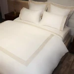 Nova Home Space Embroidery Duvet Cover Set - 100% Cotton, 400 Thread - King & Super King - 7 Pcs - White & Gold - Nova Home
