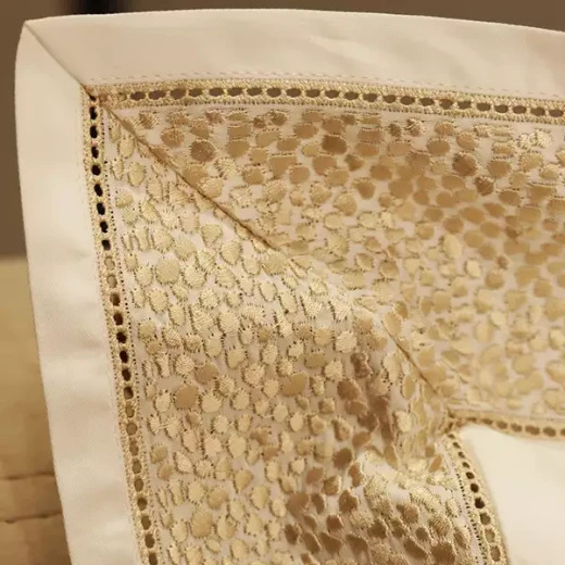 Nova Home Space Embroidery Duvet Cover Set - 100% Cotton, 400 Thread - King & Super King - 7 Pcs - White & Gold - Nova Home - Image 7