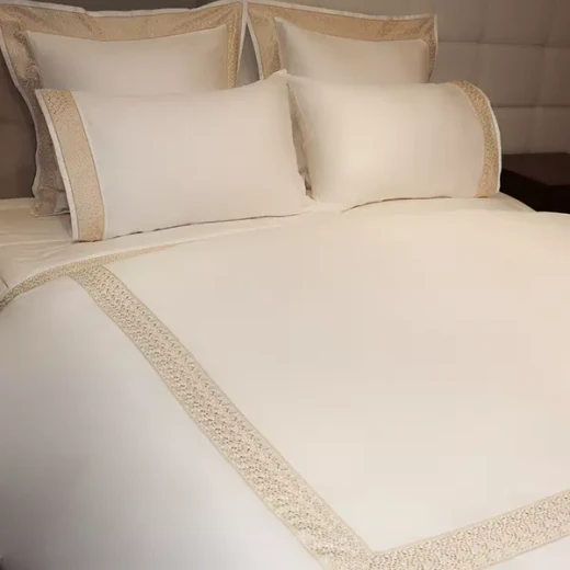 Nova Home Space Embroidery Duvet Cover Set - 100% Cotton, 400 Thread - King & Super King - 7 Pcs - White & Gold - Nova Home - Image 10