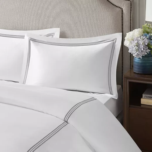 Nova Home Venice Pillow Sham Set - 100% Cotton, 600 Thread Count - 2 Pcs - White & Grey Nova Home Venice Pillow Sham Set - 100% Cotton, 600 Thread Count - 2 Pcs - White & Grey