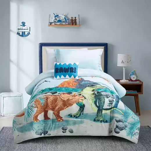 Nova Home &Tucker Dinosaur& Kid's Comforter Set - 7 Pcs - Queen - Blue Nova Home &Tucker Dinosaur& Kid's Comforter Set - 7 Pcs - Queen - Blue