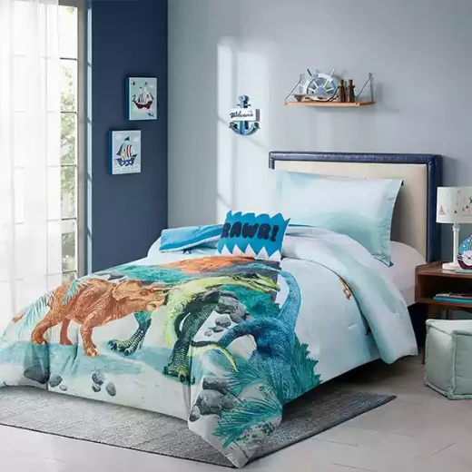 Nova Home &Tucker Dinosaur& Kid's Comforter Set - 7 Pcs - Queen - Blue - Nova Home - Image 2