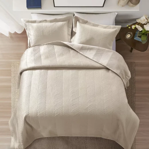 Nova Home Yildiz Satan Bed Spread Set - 3pcs - King & Super King - Gold - Nova Home - Image 6