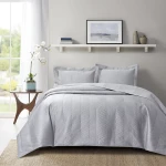 Nova Home Yildiz Satan Bed Spread Set - 3pcs - King & Super King - Silver - Nova Home