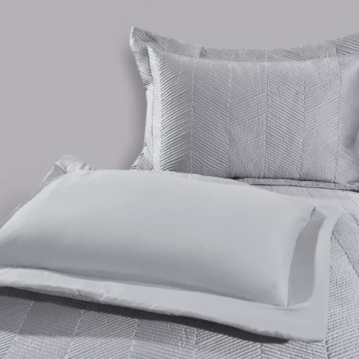Nova Home Yildiz Satan Bed Spread Set - 3pcs - King & Super King - Silver - Nova Home - Image 7