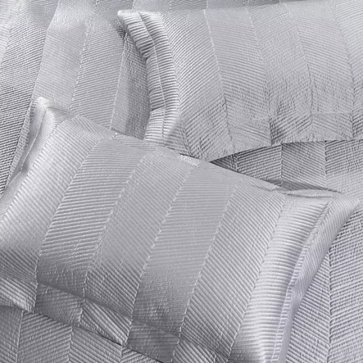 Nova Home Yildiz Satan Bed Spread Set - 3pcs - King & Super King - Silver - Nova Home - Image 8