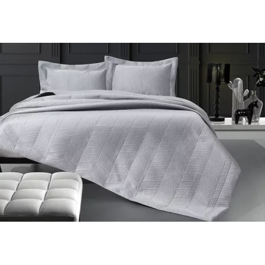 Nova Home Yildiz Satan Bed Spread Set - 3pcs - King & Super King - Silver - Nova Home - Image 10