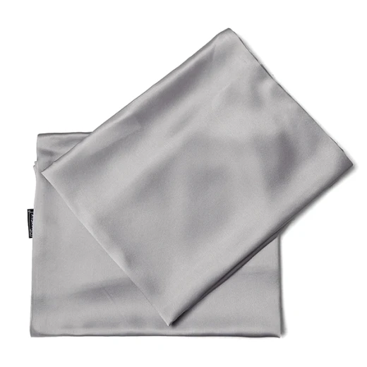 ليلي سيلك Plain طقم شرشف مطاط - 100% حرير - مجوز & مجوز كبير  - 3 قطع - فضي - ليلي سيلك - Image 12