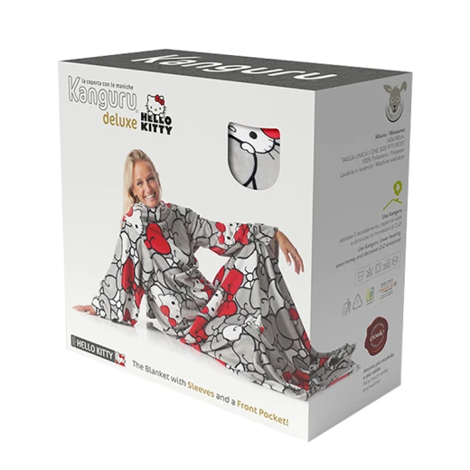 Kanguru Deluxe Hello Kitty Blanket With Sleeves - 140x180 Cm - Grey - KANGURU - Image 2