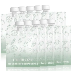 Momcozy Reusable Baby Food Pouches (10-Pack) – Leak-Proof, Easy-Fill Squeeze Pouches for Homemade Purees and Smoothies