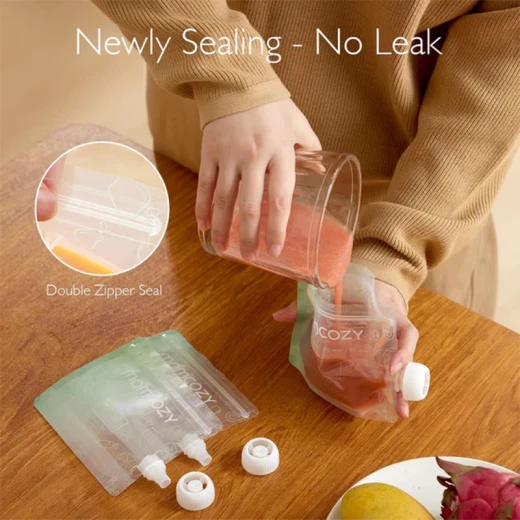 Momcozy Reusable Baby Food Pouches (10-Pack) – Leak-Proof, Easy-Fill Squeeze Pouches for Homemade Purees and Smoothies - Momcozy - Image 8