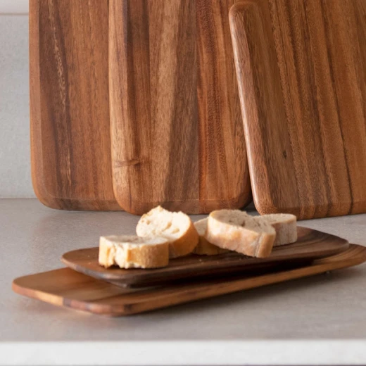 Andrea Acacia Wood Kitchen Tray | Versatile Natural Rectangular Serving Board 12 x 25 x 2 cm - Andrea - Image 3