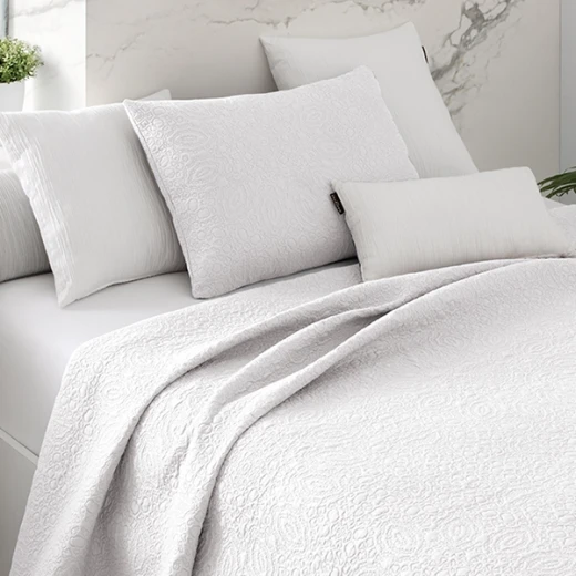 Manterol Bouti Summer Soft Plus Bed Spread Set - 3 Pcs - King & Super King - White Manterol Bouti Summer Soft Plus Bed Spread Set - 3 Pcs - King & Super King - White