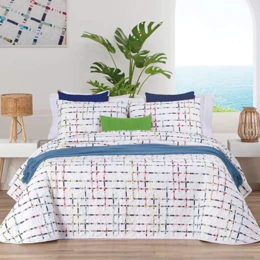Manterol Bouti Rigatone Reversible Bed Spread Set - 3 Pcs - King & Super King - Multicolor - MANTEROL - Image 2