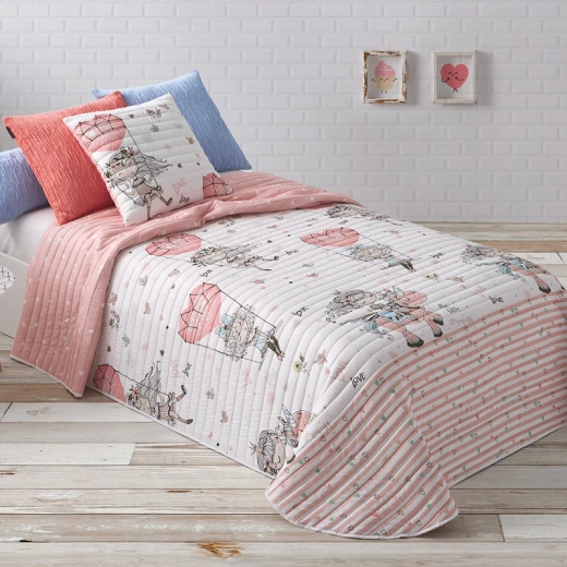 Manterol " Bouti Spot" Junior Reversible Summer Bedspread Set - Single & Twin - 2 Pcs - Pink (607 004) Manterol " Bouti Spot" Junior Reversible Summer Bedspread Set - Single & Twin - 2 Pcs - Pink (607 004)