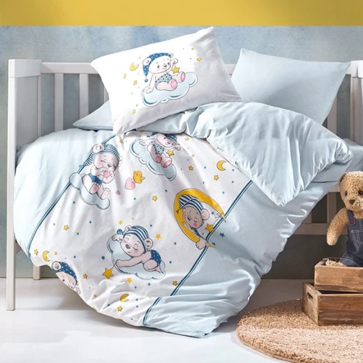 Nova Home "Bear" Baby Duvet Cover Set - 100% Cotton - 4 Pcs - Blue - Nova Home - Image 3