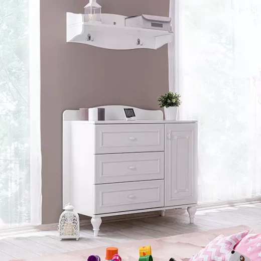 Pierre Cardin Aspendos Baby Room Dresser With Shelf - White - Pierre Cardin - Image 7