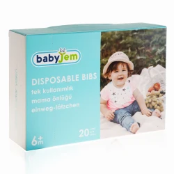 BabyJem Disposable Bib - 6 Months+ - 20 Pcs - White