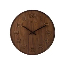 نكستايم "Wood Wood" ساعة حائط - حجم متوسط - بني
