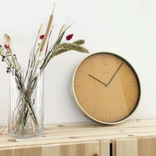 Nextime Essential Gold Glass & Metal Wall Clock - 34 Cm - Fruity Manderin - Nextime - Image 2