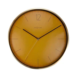 نكستايم Essential Gold ساعة حائط زجاج & معدن - 34 سم - برتقالي