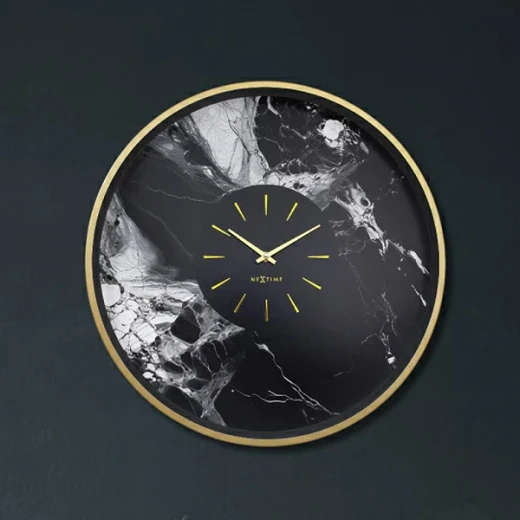 Nextime Marble DuoAluminium Large Wall Clock - 48 Cm - Black & Gold - Nextime - Image 4