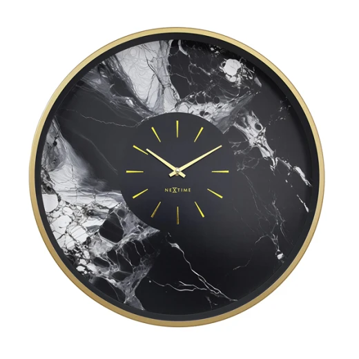 Nextime Marble DuoAluminium Large Wall Clock - 48 Cm - Black & Gold Nextime Marble DuoAluminium Large Wall Clock - 48 Cm - Black & Gold