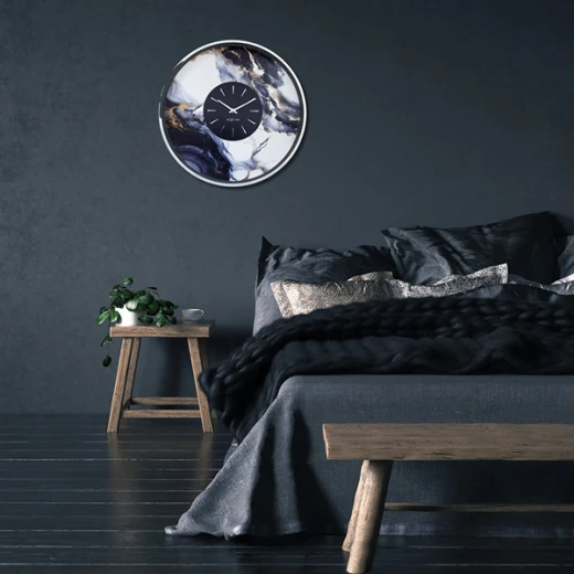 Nextime Marble DuoAluminium Large Wall Clock - 48 Cm - White & Silver - Nextime - Image 2
