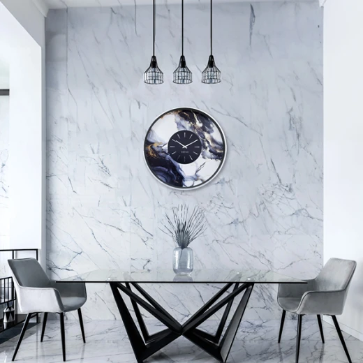 Nextime Marble DuoAluminium Large Wall Clock - 48 Cm - White & Silver - Nextime - Image 3