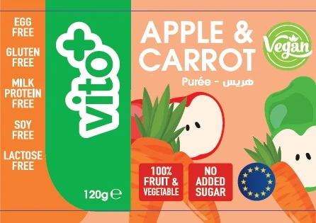 VITO+ – 120g Natural Apple & Carrot Puree for Babies 6+ Months, No Added Sugar or Preservatives - Vito+ - Image 2