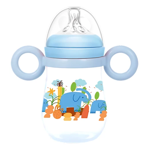 aBaby, Natural Baby Feeding Bottle with Handle, 240ml, Blue, 6 Months + - aBaby - Image 3