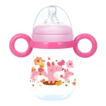 aBaby, Natural Baby Feeding Bottle with Handle, 240ml, Pink, 6 Months + - aBaby