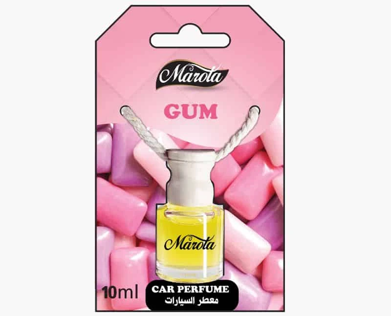 Marota Gum Car Perfume (8ml) - Fun & Refreshing Bubblegum Scent with Hanging Glass Diffuser, Long-Lasting Sweet Fragrance for a Vibrant Interior - Marota
