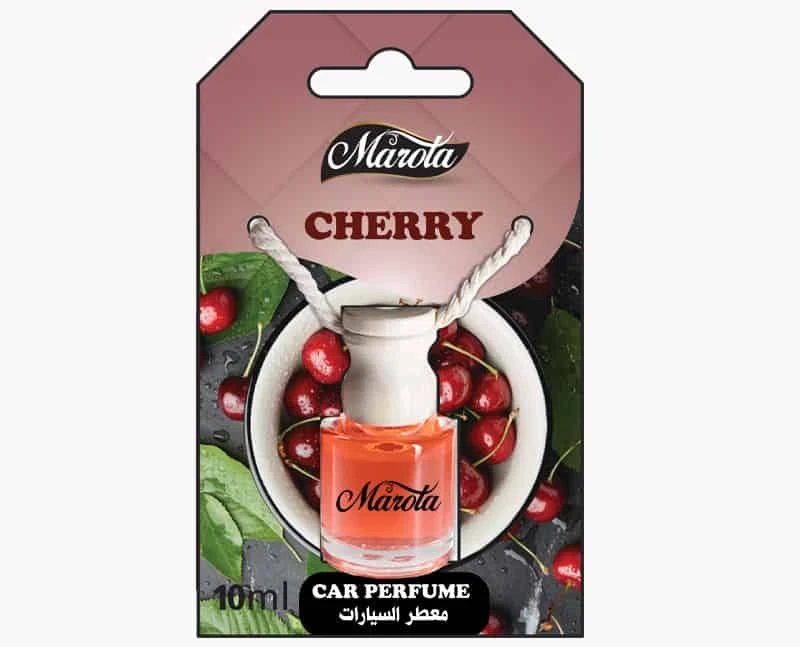 Marota Cherry Car Perfume (8ml) - Rich Red Cherry Scent with Elegant Hanging Glass Diffuser, Long-Lasting Concentrated Fragrance for Luxury Feel - Marota