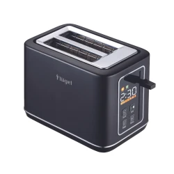 Flugel Two-Slice Bread Toaster – Model 6187 – 800W Power – 7 Toast Shades – Defrost & Reheat Functions – Elegant Black Design