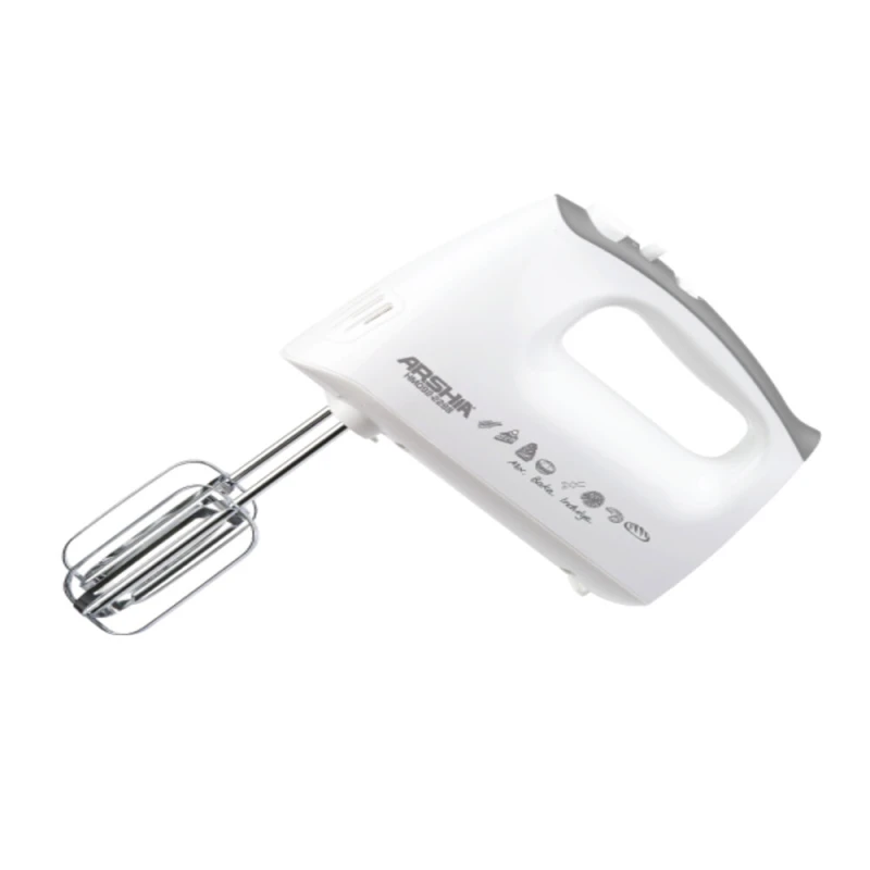 Arshia Hand Mixer White , 5 Speed Control , 400 watt ,  includes accessories such as beaters and dough hooks - Arshia