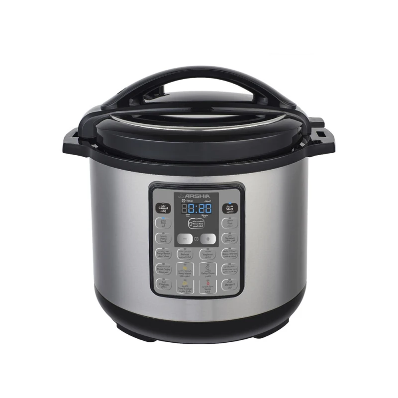 Arshia Stainless Steel Digital Pressure Cooker – 11L Capacity – 1600W Power – LED Display – 12 Preset Cooking Programs – Dual Safety System – Keep Warm Function - Arshia